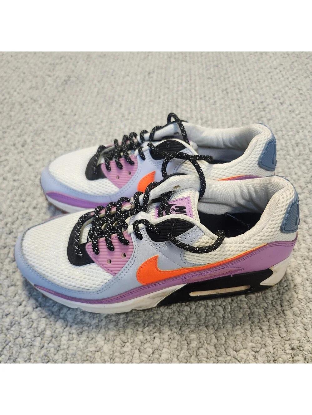 Nike Air Max 90 Carnival Sneakers in White Purple and Orange Size 7